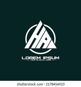 Letter HA triangle logo design vector