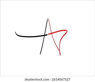 Letter A half red and half black