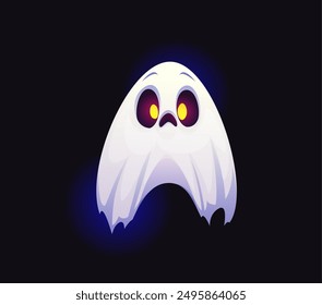 Letra Una fuente fantasma de Halloween, tipo de letra aterrador, tipo de horror diabólico, alfabeto monstruo espeluznante. Vector niño de vacaciones abc, personaje de tipografía espantado flotando con ojos amarillos brillantes y expresión de cara triste