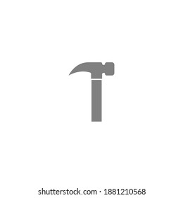 Letter I and hammer combination icon logo design vector