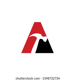 Letter A With Hammer Logo Design Template 001