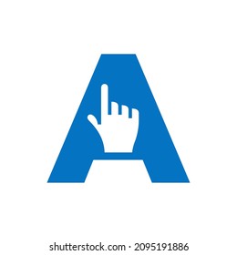 Letter A with a hand click ready to use