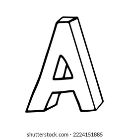 Buchstabe Eine handgezeichnete Hand im Doodle-Stil. Skizze, Vektorgrafik, Schriftart, Handschrift