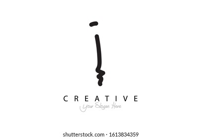 Letter I hand drawn font design with uppercase