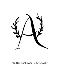Letter a hand drawn modern minimalist style logo