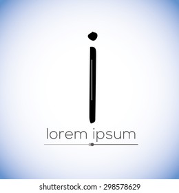 I letter-  hand drawn stencil logo (sign, symbol, icon, illustration) 