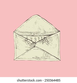 Letter. Hand drawn vector illustration.