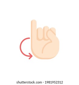 Icono plano de mano de letra aislado en fondo blanco