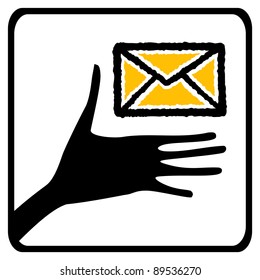Letter and hand icon