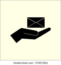 Letter in the hand  icon, mail vector illustration 