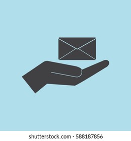 Letter in the hand  icon, mail vector illustration 