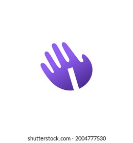 i letter hand palm hello logo vector icon illustration