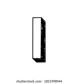 Escribo un símbolo hecho a mano. Ilustración vectorial de una gran letra inglesa I. Letra romana blanca y negra dibujada a mano es símbolo tipográfico. Puede utilizarse como logotipo, icono