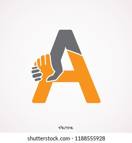 Letter A Handshake Logo Template Design. Creative Vector Emblem, for Icon or Design Concept. Alliance symbol icon or logo template.
