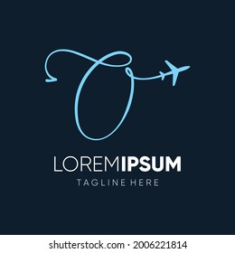 Letter  Handwriten O Initial Jet Plane Logo Design Vector Icon Emblem Illustration Graphic Background 