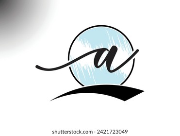 Letter A handwriting and signature Logo Design Vector Template. 