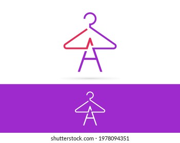 Letter A hanger logo design. Vector combination of hook and letter