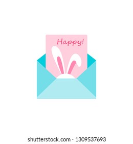 The letter with a Happy Easter greeting card. Vector flat design Easter greetings elements on white background. colorful illustration. Vector outline drawing.