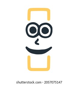 Letter i happy eccentric smiling character, smiley face vector clip art