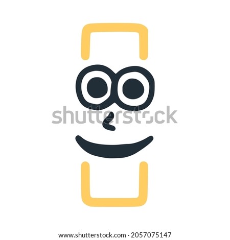 Letter i happy eccentric smiling character, smiley face vector clip art