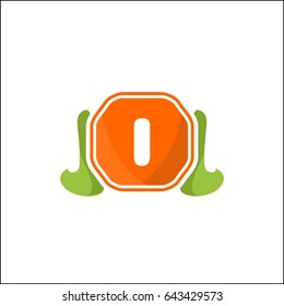I letter happy food logo. Cute vector illustration