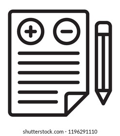 A letter having pros and cons for decision making 
