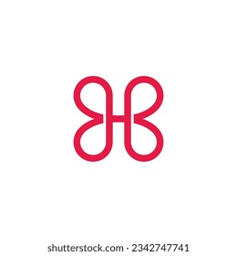 letter hb butterfly symbol logo vector 