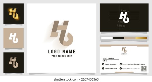 Logo de monograma de letra Hb o H6 con diseño de tarjeta de visita