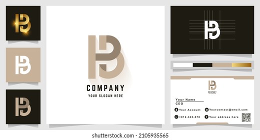 Logo de monograma de letra HB o IB con diseño de tarjeta de visita