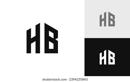 Letter HB initial with house shape logo design