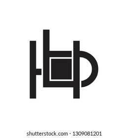 letter hb linked square design geometric logo
