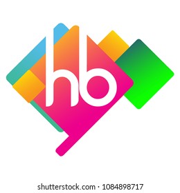 Letter HB logo with colorful geometric shape, letter combination logo design for creative industry, web, business and company.
