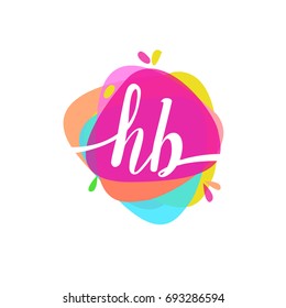 Letter HB logo with colorful splash background, letter combination logo design for creative industry, web, business and company.