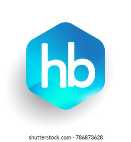 Letter HB logo in hexagon shape and colorful background, letter combination logo design for business and company identity.

