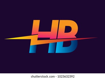 Letter HB logo with Lightning icon, letter combination Power Energy Logo design for Creative Power ideas, web, business and company.