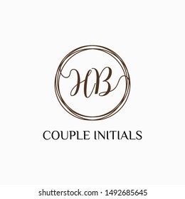 Letter HB logo template. Creative fashion logo design, couple letter , beauty icon. Initial handwriting or handwritten logo for identity. Logo with hand drawn style. wedding concept -vector