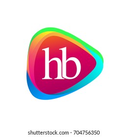 Letter HB logo in triangle shape and colorful background, letter combination logo design for company identity.