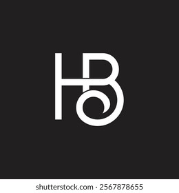 letter hb loop spiral simple geometric logo vector 