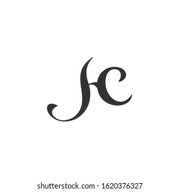 letter hc curves linked simple logo vector