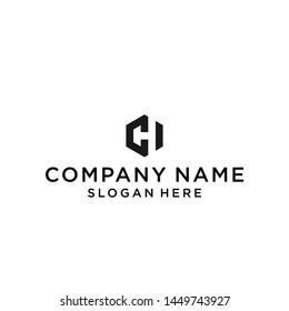 letter hc hexagon logo design vector illustration template