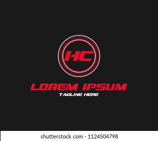 Letter HC Inside Abstract Circle Polygonal Logotype