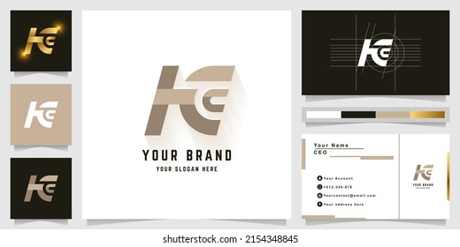 Letra logotipo de monograma HC o KC con diseño de tarjeta de visita