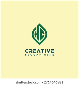 Letra HC Hoja Logotipo Diseño Vector Plantilla