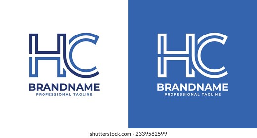 Letter HC Line Monogram Logo, suitable for business with HC or CH initials.
