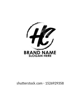 letter hc logo vector design brush