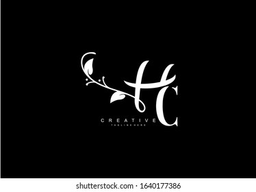 Letter HC Logotype Linked Simple Monogram Flourishes Black White Color