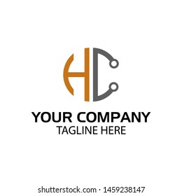 Letter HC stock logo, HC initial., flat design. technology logo.