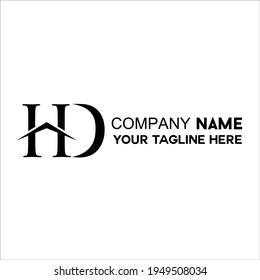 letter HD home logo vector