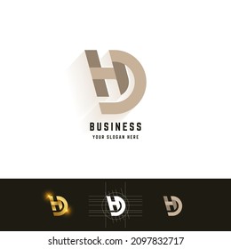 Letter HD or HP monogram logo with grid method design