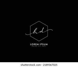 Letra HD logotipo de escritura manual inicial con firma y estilo dibujado a mano.